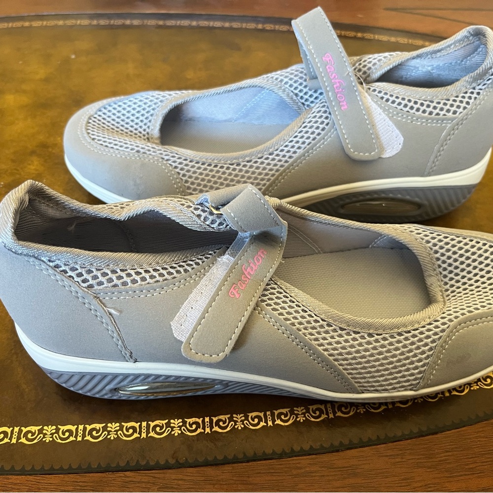 Gray Mesh Slip on Shoes